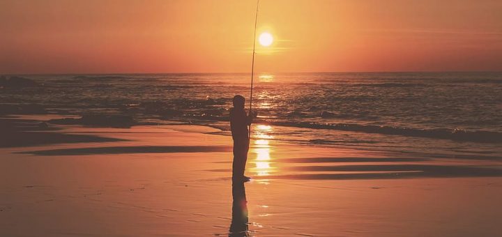pescatore pescatore, pesca, pescatore, lago, hobby, natura, sport, uomo, tramonto, azione